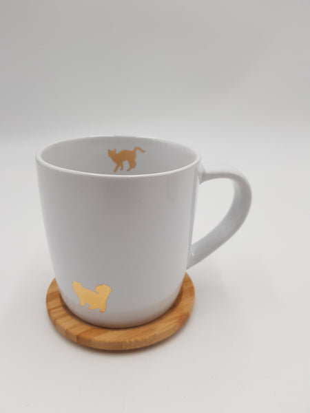 Design Gold Cat Cups and Coaster