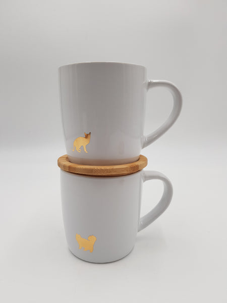 Design Gold Cat Cups and Coaster