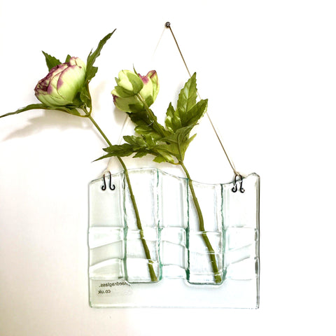 Double stem Recycled Glass Flower Vase