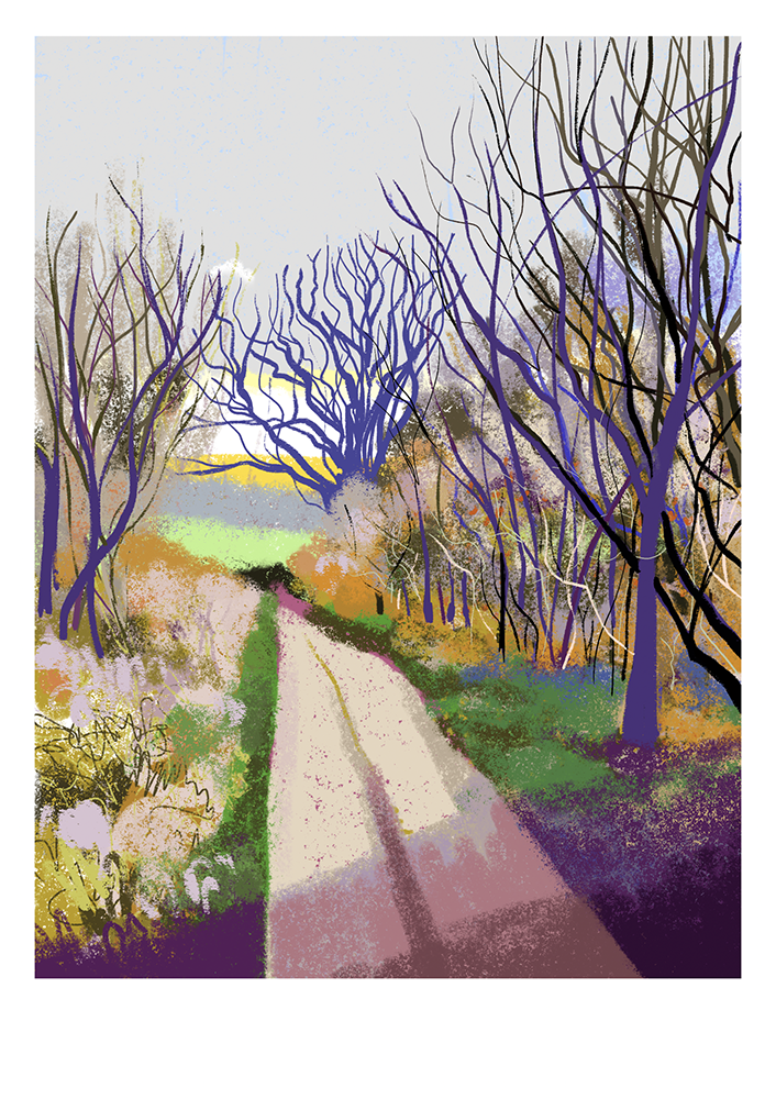 Walking from Frome to Great Elm, iPad drawing