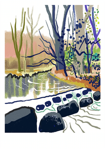 Walking from Frome to Great Elm, iPad drawing